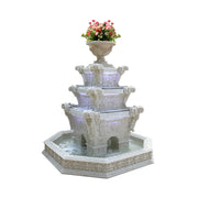 SOLARA Natural Sandstone Outdoor Fountain with 1.9m Fish Pond, Built‑In Pump, Smooth Finish, Elegant Garden Water Piece
