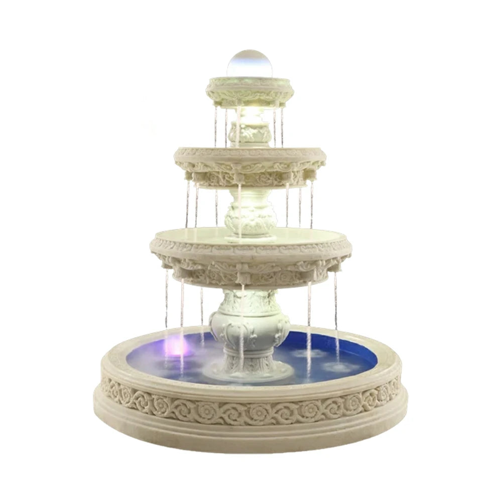 SOLARA Natural Sandstone Outdoor Fountain with 1.7m Fish Pond, Carved Sandstone Detail, Hand‑Polished Surface, Outdoor Serenity