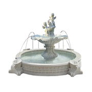 SOLARA Natural Sandstone Outdoor Fountain with 2.4m Fish Pond, Hand‑Polished Texture, Calm Water Flow, Outdoor Garden Highlight