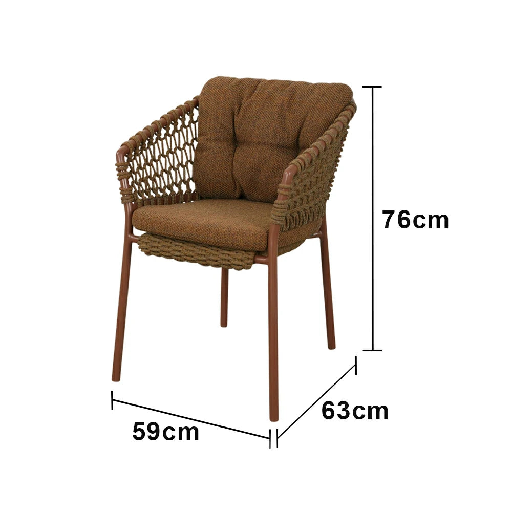 SOLARA Outdoor Woven Rope Chair - High-Density Cushion, Aviation-Grade Aluminium Frame, Waterproof UV-Resistant Patio Seating - Red