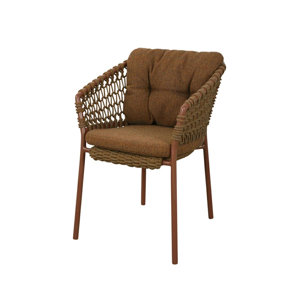SOLARA Outdoor Woven Rope Chair - High-Density Cushion, Aviation-Grade Aluminium Frame, Waterproof UV-Resistant Patio Seating - Red