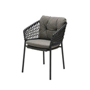 SOLARA Outdoor Woven Rope Chair - High-Density Cushion, Aviation-Grade Aluminium Frame, Waterproof UV-Resistant Patio Seating - Black