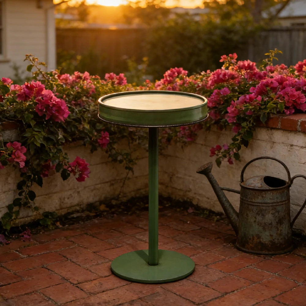 SOLARA 95/105cm Outdoor Bar Table - Industrial Oil Drum Style Design, Heavy-Duty Metal Base, Space-Saving Patio Balcony Cafe Bistro Table