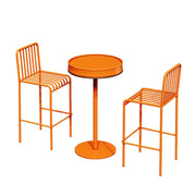 SOLARA 1 Table 2 Chairs Set - Industrial Style Bar Table Design, Durable Iron Frame, Space-Saving Patio Balcony Cafe Dining Set - Orange