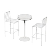 SOLARA 1 Table 2 Chairs Set - Industrial Style Bar Table Design, Durable Iron Frame, Space-Saving Patio Balcony Cafe Dining Set - White