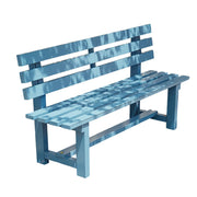 SOLARA Outdoor Wooden Bench - Solid Wood Integrated Frame, 120cm Length, 2.5cm Thick Seat, Garden & Patio Durable Seating - Blue