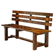 SOLARA Outdoor Wooden Bench - Solid Wood Integrated Frame, 120cm Length, 2.5cm Thick Seat, Garden & Patio Durable Seating - Brown