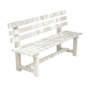 SOLARA Outdoor Wooden Bench - Solid Wood Integrated Frame, 120cm Length, 2.5cm Thick Seat, Garden & Patio Durable Seating - White