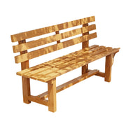 SOLARA Outdoor Wooden Bench - Solid Wood Integrated Frame, 120cm Length, 2.5cm Thick Seat, Garden & Patio Durable Seating - Yellow