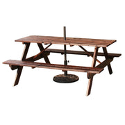 SOLARA Outdoor Table & Bench Set - Durable Wooden Picnic Dining Furniture, Garden & Patio Seating for Family Gatherings - Brown