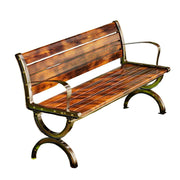 SOLARA Outdoor Bench with Backrest - Durable Wooden 150cm Garden Seating, Reinforced Structure for Patio & Courtyard Use - Brown