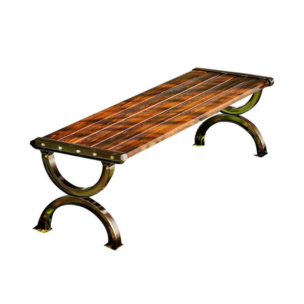 SOLARA Outdoor Bench with Metal Frame - Durable Wooden 150cm Garden Seating, Reinforced Structure for Patio & Courtyard Use - Brown