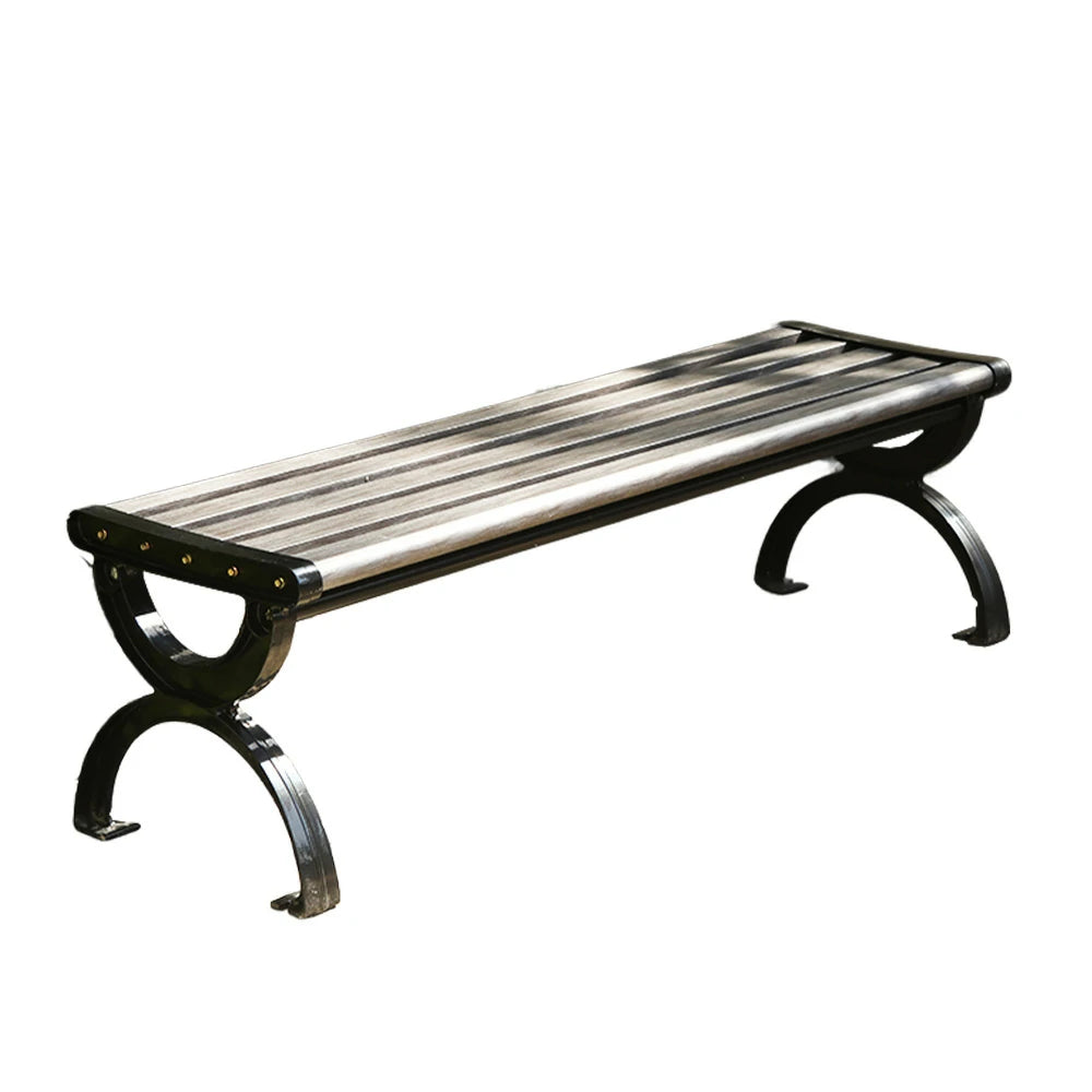 SOLARA Outdoor Bench with Metal Frame - Durable Wooden 150cm Garden Seating, Reinforced Structure for Patio & Courtyard Use - Grey