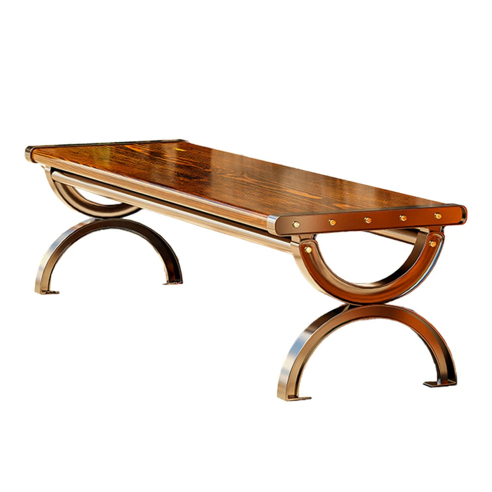 SOLARA Outdoor Bench with Solid Metal Frame - Durable Wooden 150cm Garden Seating, One-Piece Board Design, Reinforced Structure for Patio & Courtyard Use - Brown