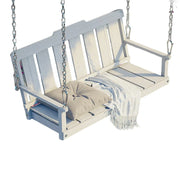 SOLARA Outdoor Swing Hanging Chair with Backrest - Finnish Solid Wood with Stainless Steel Chain, 120cm Garden & Patio Relaxation Seat - White