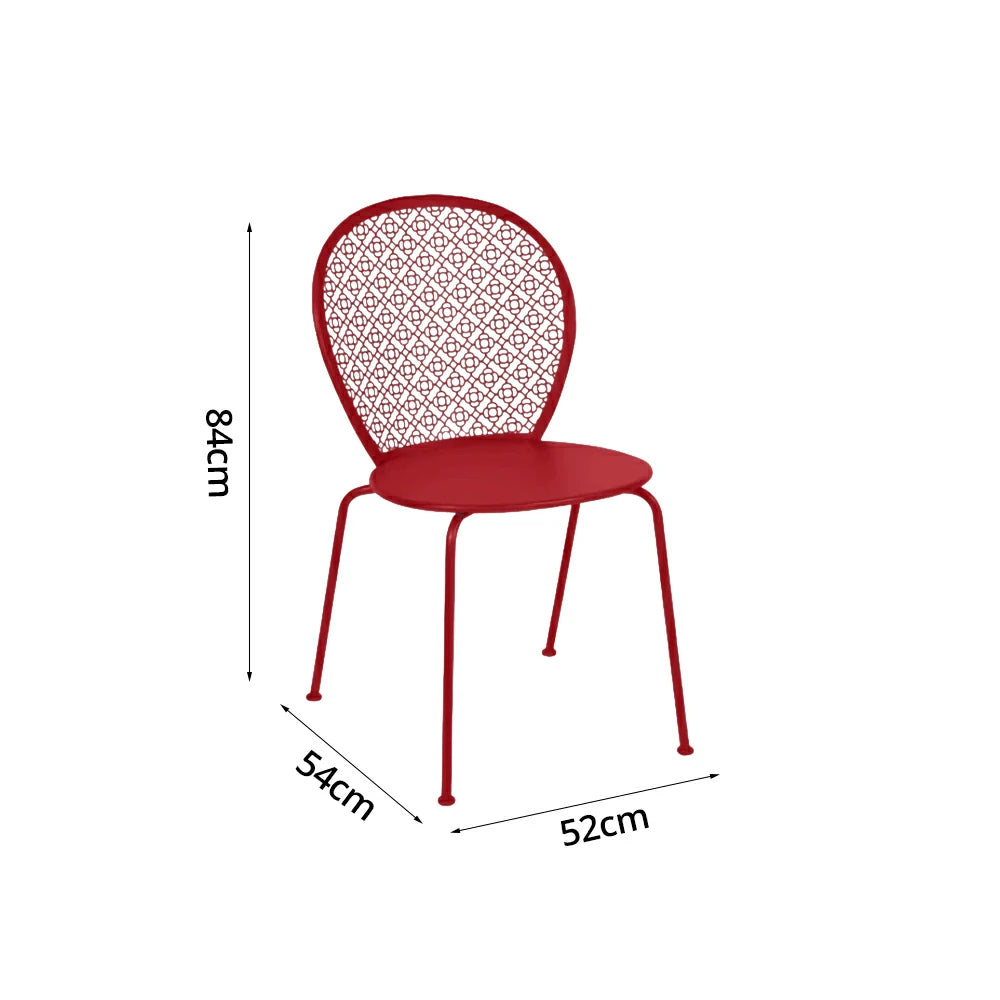 SOLARA Outdoor Dining Chair Weather-Resistant Rust-Resistant Metal Frame Easy-Clean Design with Rounded Safety Edges - Red