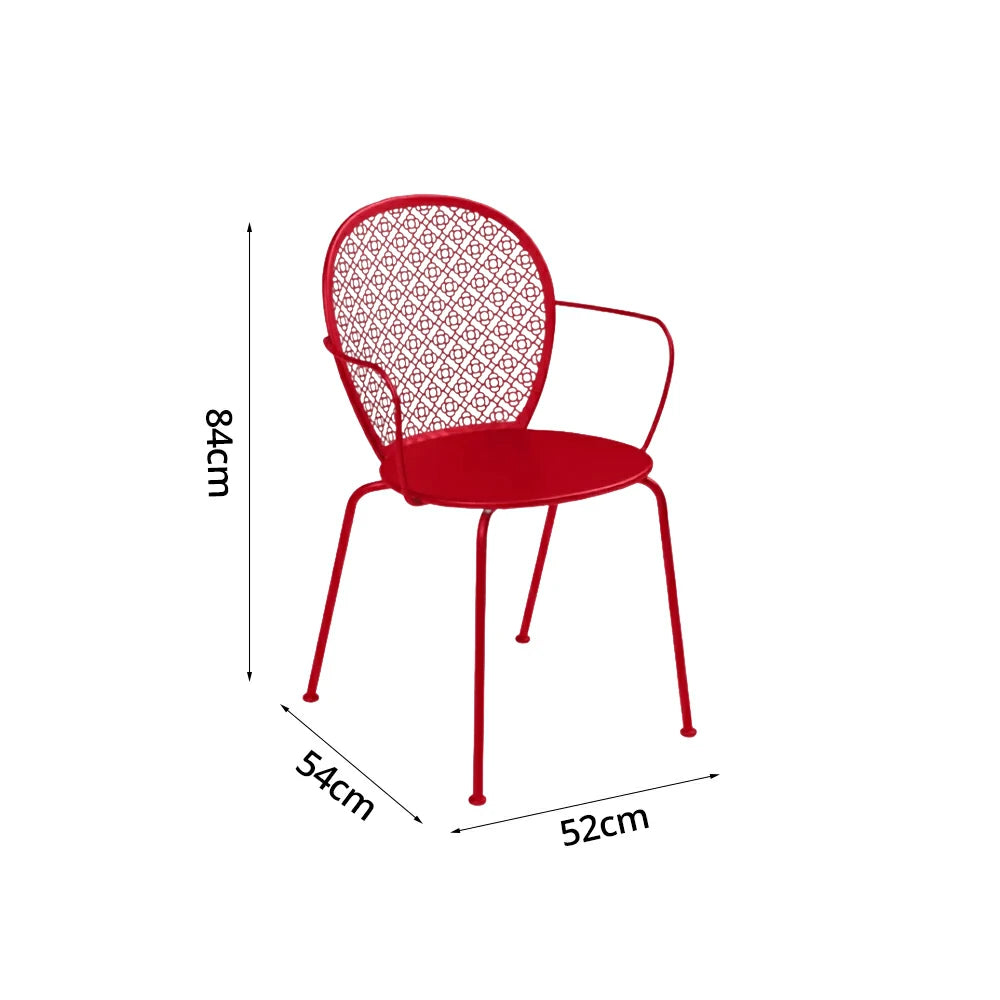 SOLARA Outdoor Dining Chair Weather-Resistant Rust-Resistant Metal Frame Easy-Clean Design with Rounded Safety Edges - Red