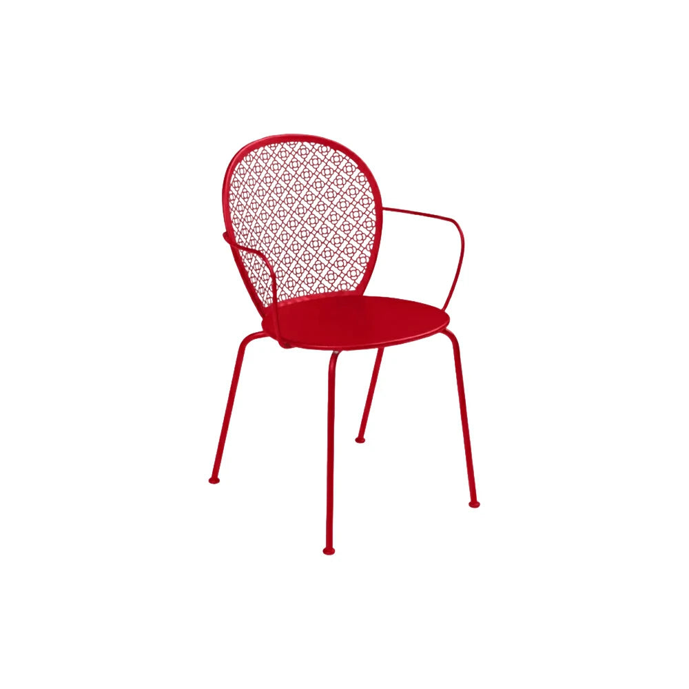 SOLARA Outdoor Dining Chair Weather-Resistant Rust-Resistant Metal Frame Easy-Clean Design with Rounded Safety Edges - Red