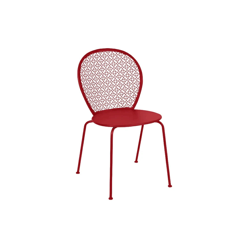SOLARA Outdoor Dining Chair Weather-Resistant Rust-Resistant Metal Frame Easy-Clean Design with Rounded Safety Edges - Red