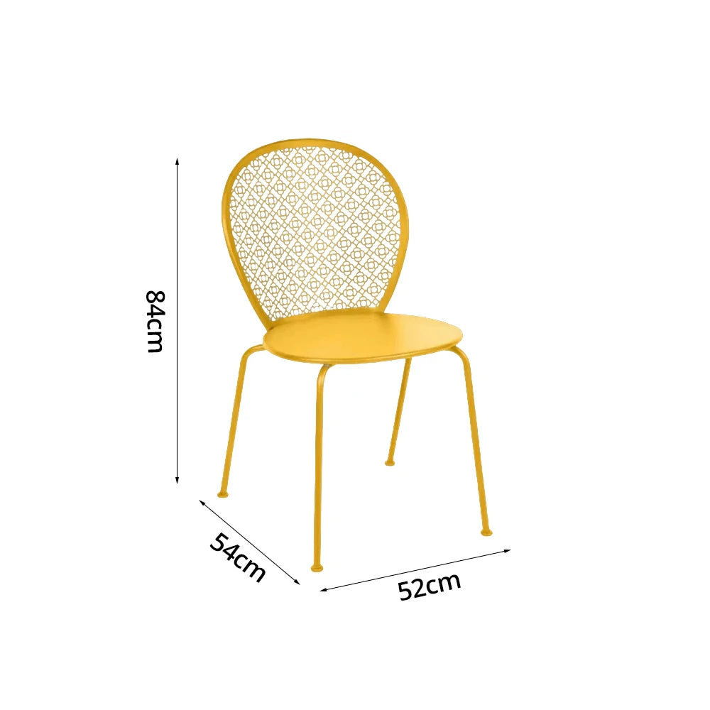 SOLARA Outdoor Dining Chair Weather-Resistant Rust-Resistant Metal Frame Easy-Clean Design with Rounded Safety Edges - Yellow