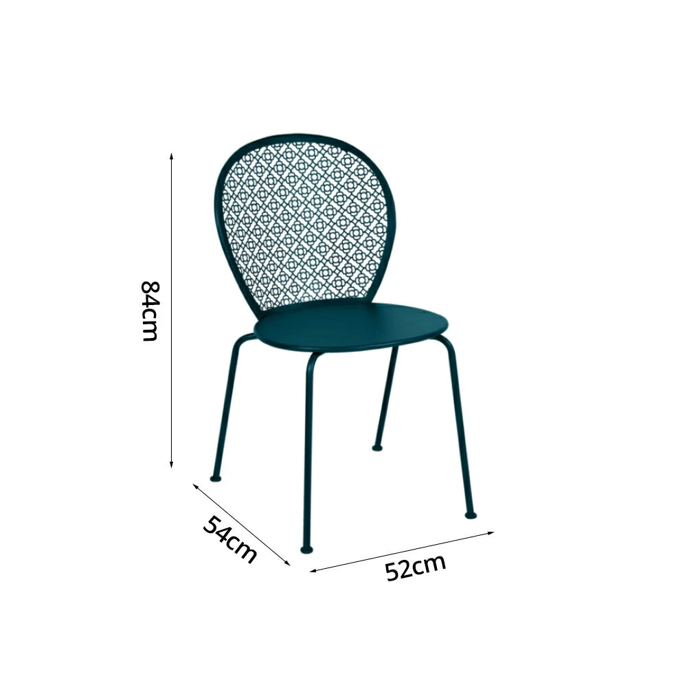 SOLARA Outdoor Dining Chair Weather-Resistant Rust-Resistant Metal Frame Easy-Clean Design with Rounded Safety Edges - Blue