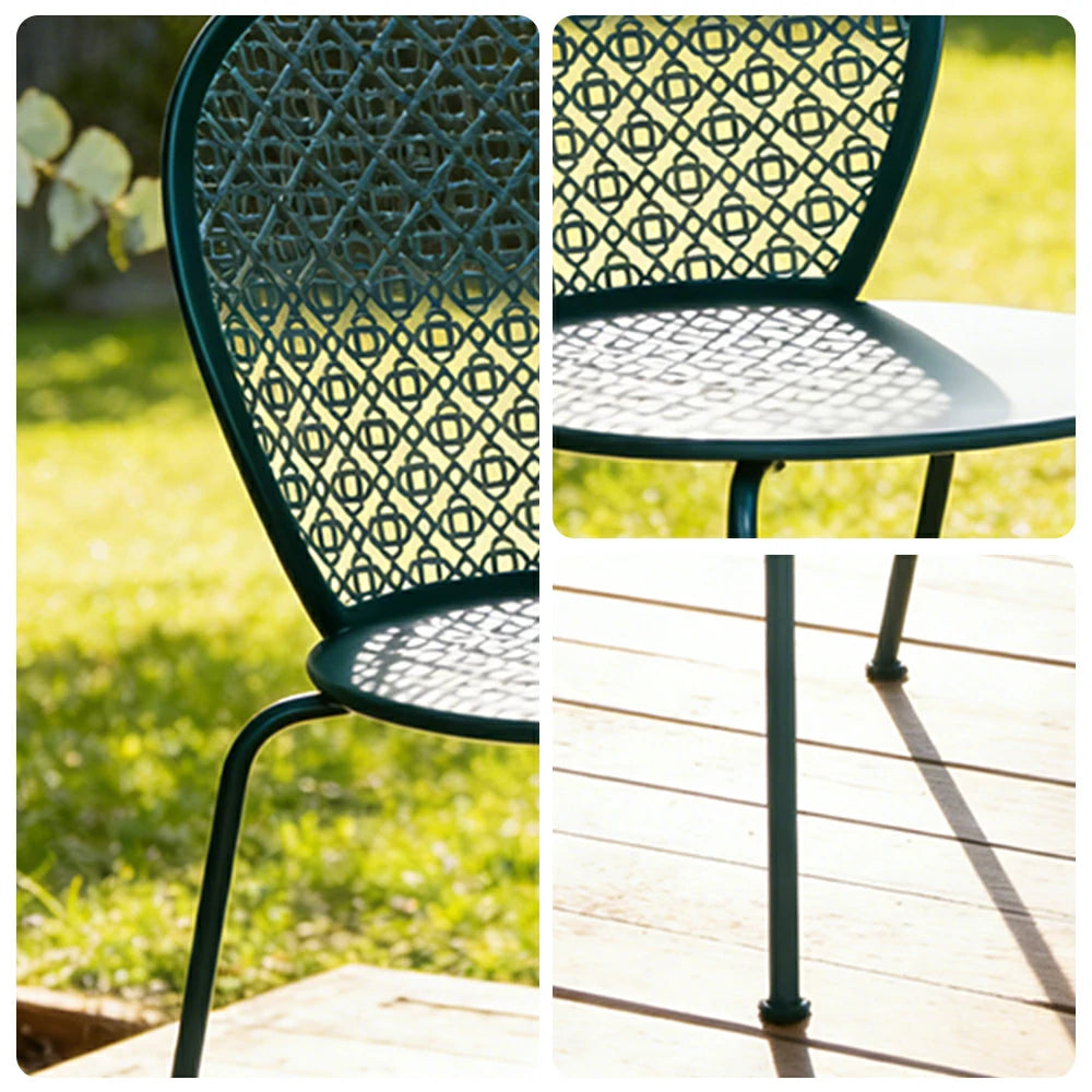 SOLARA Outdoor Dining Chair Weather-Resistant Rust-Resistant Metal Frame Easy-Clean Design with Rounded Safety Edges - Blue