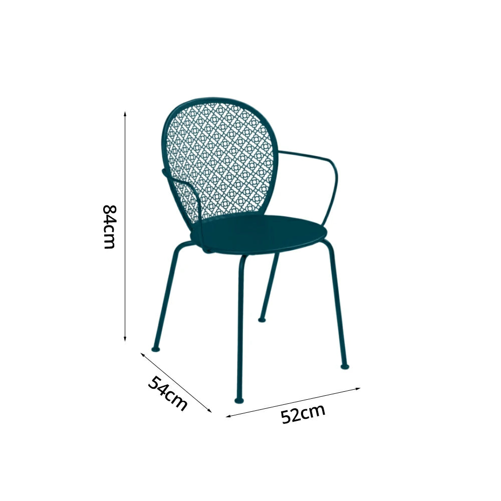SOLARA Outdoor Dining Chair Weather-Resistant Rust-Resistant Metal Frame Easy-Clean Design with Rounded Safety Edges - Blue