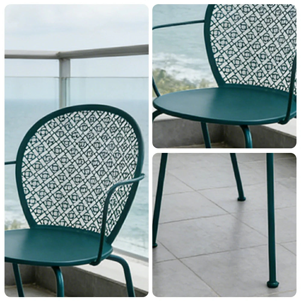 SOLARA Outdoor Dining Chair Weather-Resistant Rust-Resistant Metal Frame Easy-Clean Design with Rounded Safety Edges - Blue