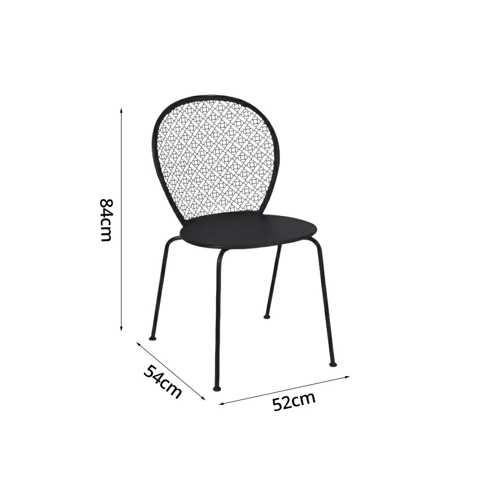 SOLARA Outdoor Dining Chair Weather-Resistant Rust-Resistant Metal Frame Easy-Clean Design with Rounded Safety Edges - Black