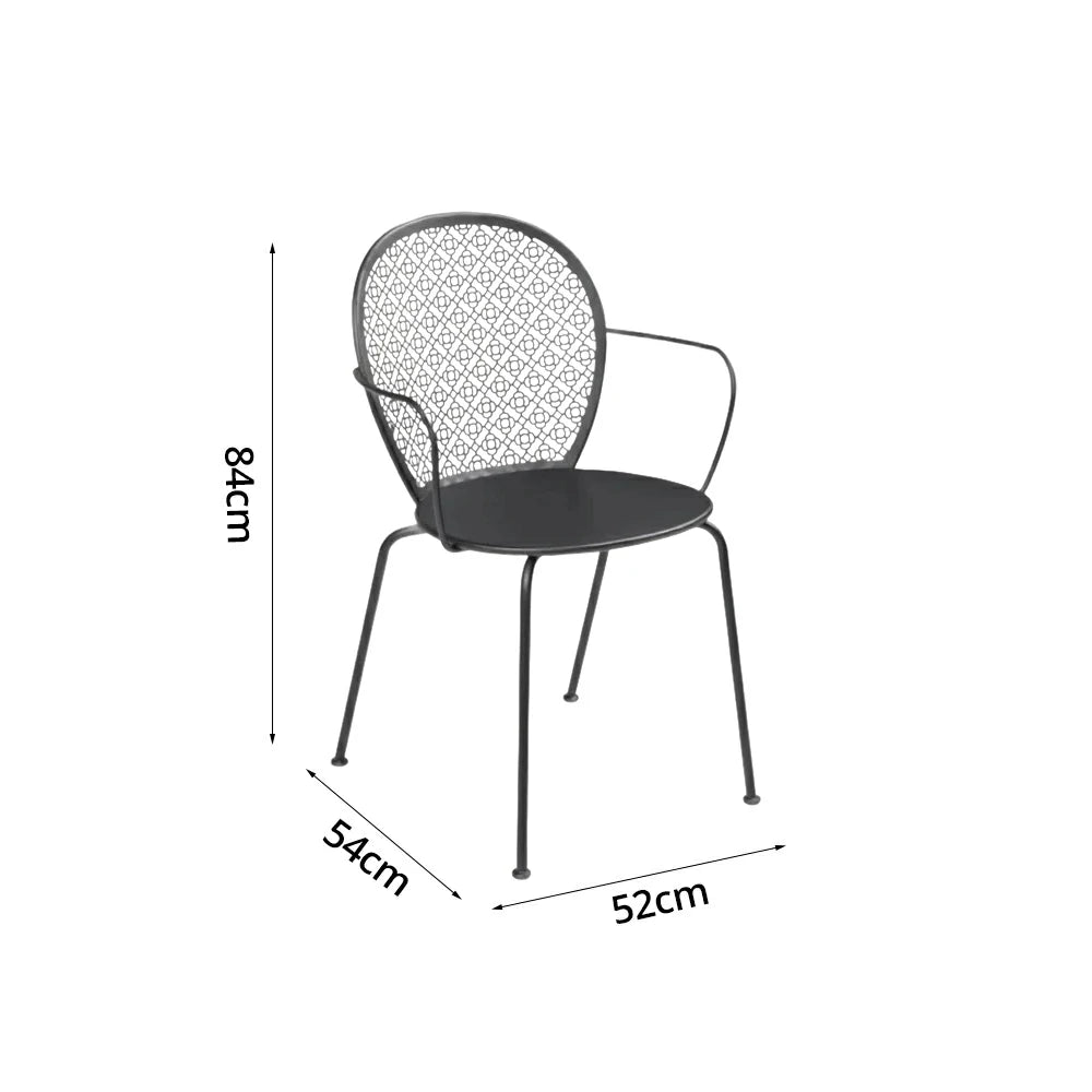 SOLARA Outdoor Dining Chair Weather-Resistant Rust-Resistant Metal Frame Easy-Clean Design with Rounded Safety Edges - Black