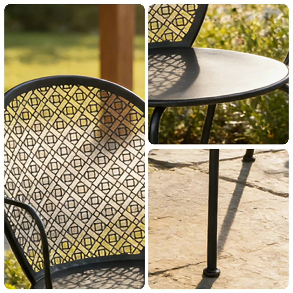 SOLARA Outdoor Dining Chair Weather-Resistant Rust-Resistant Metal Frame Easy-Clean Design with Rounded Safety Edges - Black