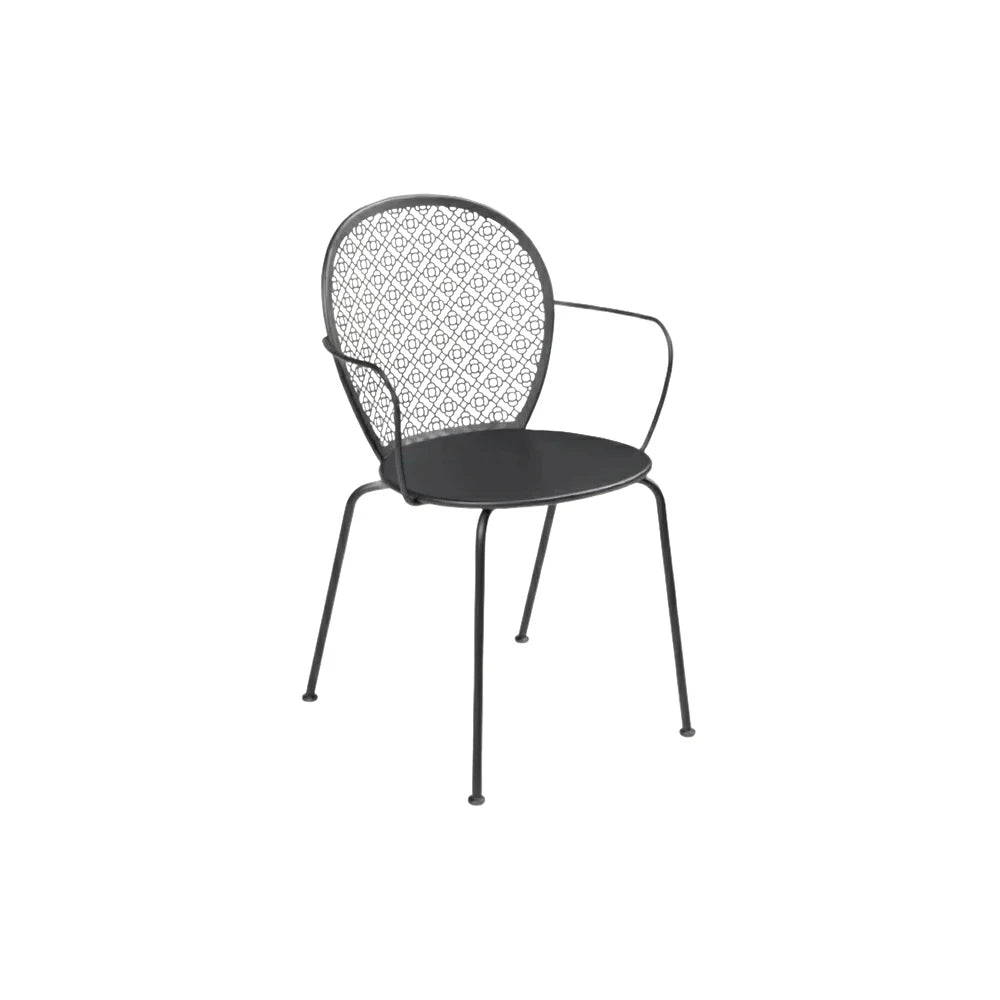 SOLARA Outdoor Dining Chair Weather-Resistant Rust-Resistant Metal Frame Easy-Clean Design with Rounded Safety Edges - Black