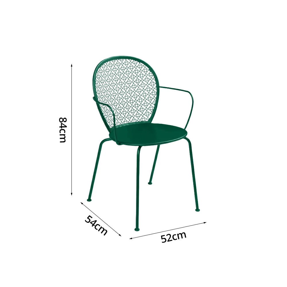 SOLARA Outdoor Dining Chair Weather-Resistant Rust-Resistant Metal Frame Easy-Clean Design with Rounded Safety Edges - Green