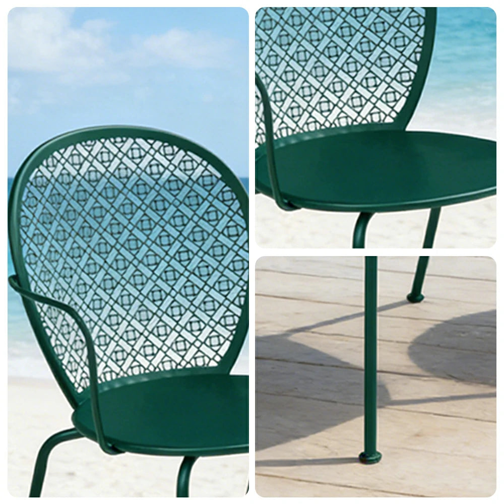 SOLARA Outdoor Dining Chair Weather-Resistant Rust-Resistant Metal Frame Easy-Clean Design with Rounded Safety Edges - Green