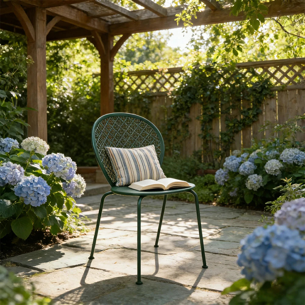 SOLARA Outdoor Dining Chair Weather-Resistant Rust-Resistant Metal Frame Easy-Clean Design with Rounded Safety Edges - Green