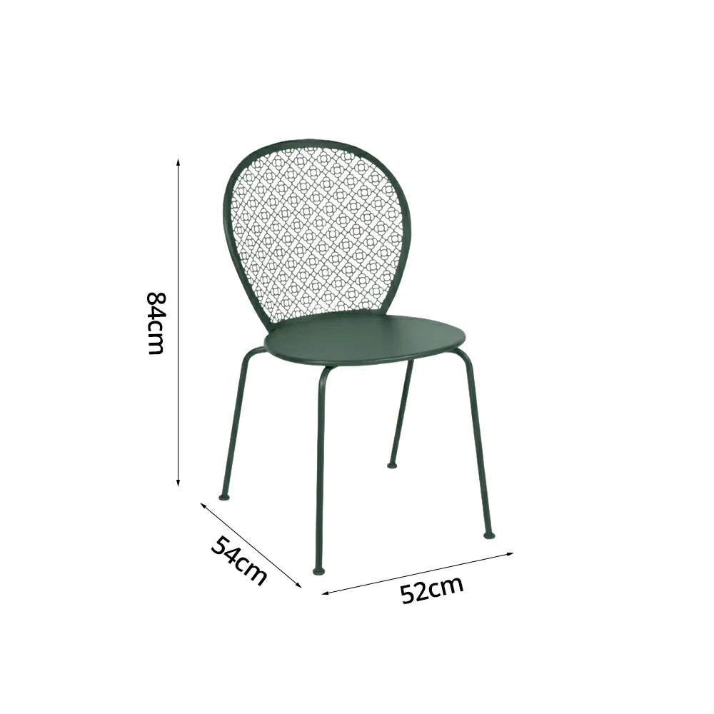 SOLARA Outdoor Dining Chair Weather-Resistant Rust-Resistant Metal Frame Easy-Clean Design with Rounded Safety Edges - Green