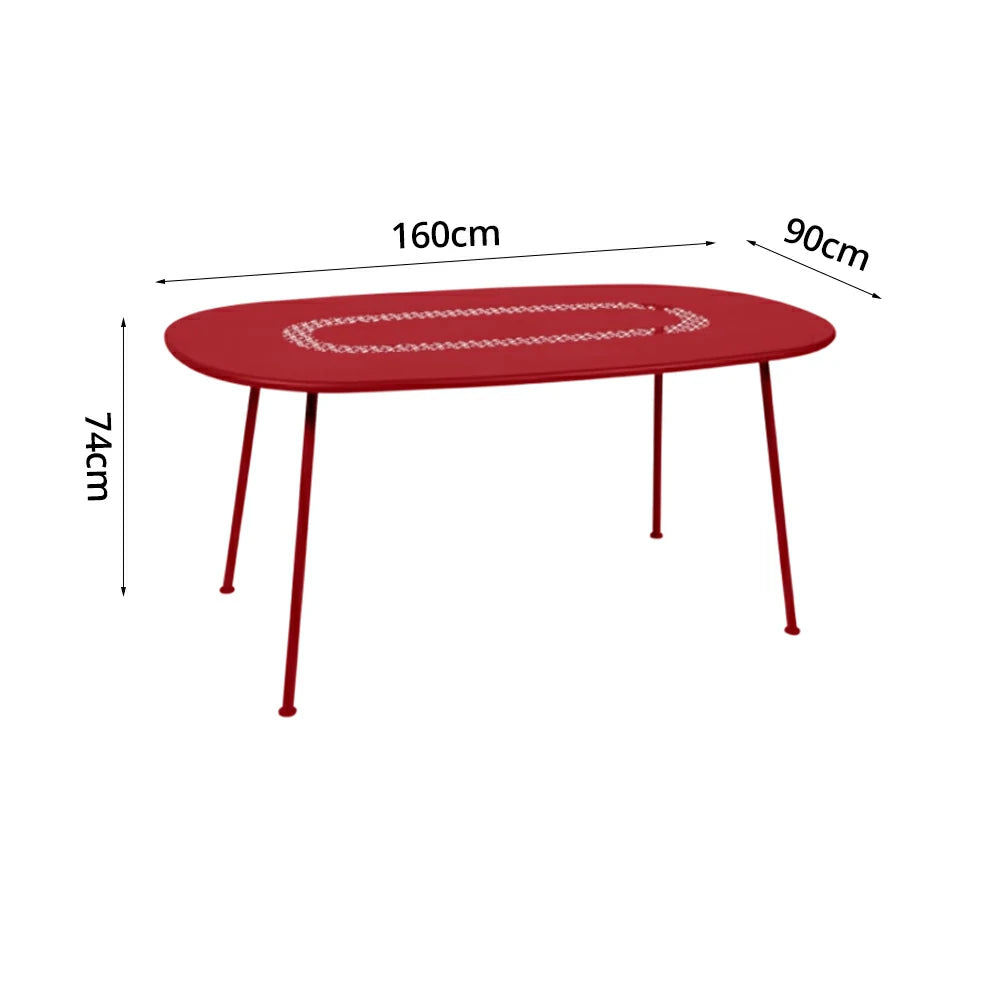 SOLARA Outdoor Table Weather-Resistant Rust-Resistant Metal Frame Easy-Clean Design with Rounded Safety Edges - Red