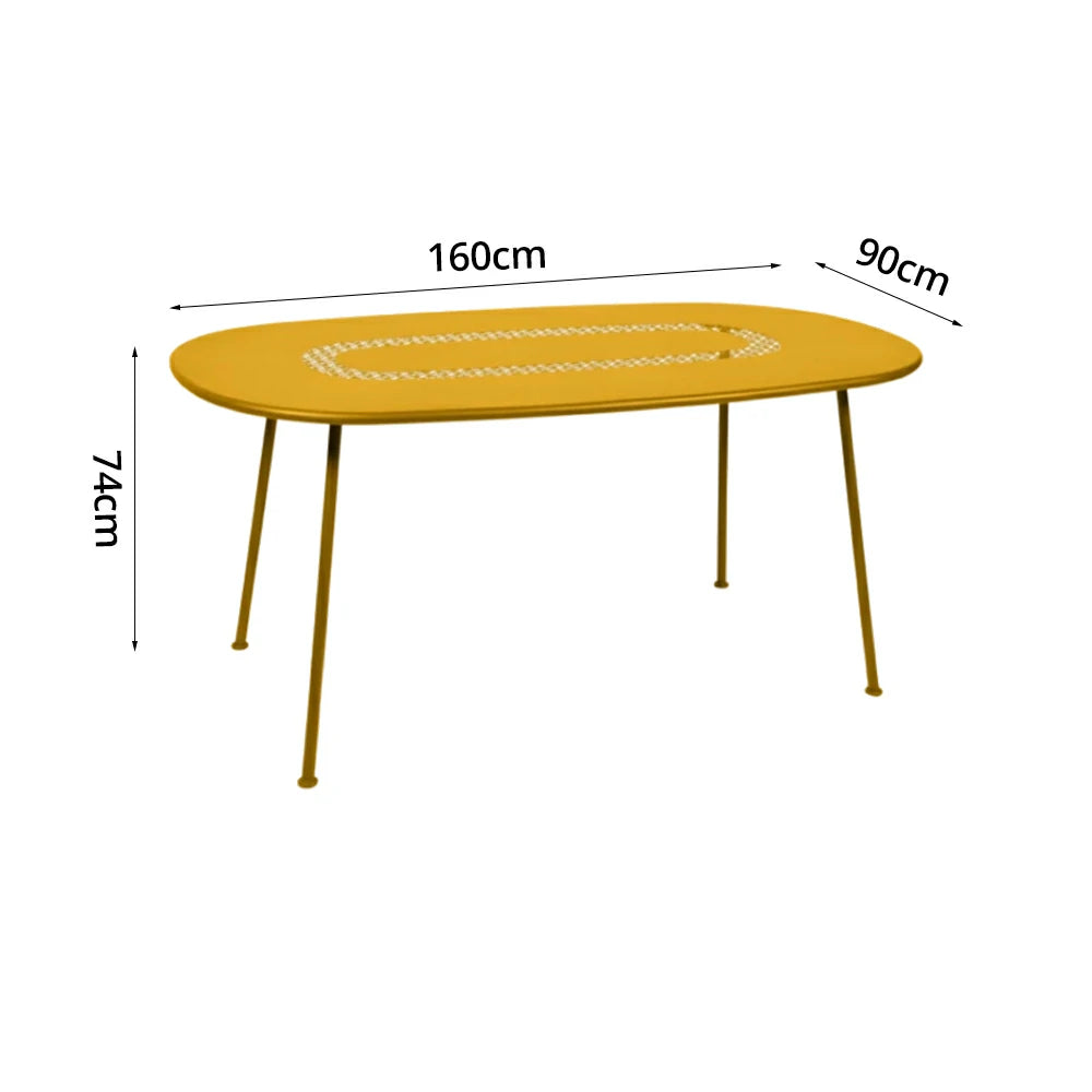SOLARA Outdoor Table Weather-Resistant Rust-Resistant Metal Frame Easy-Clean Design with Rounded Safety Edges - Yellow