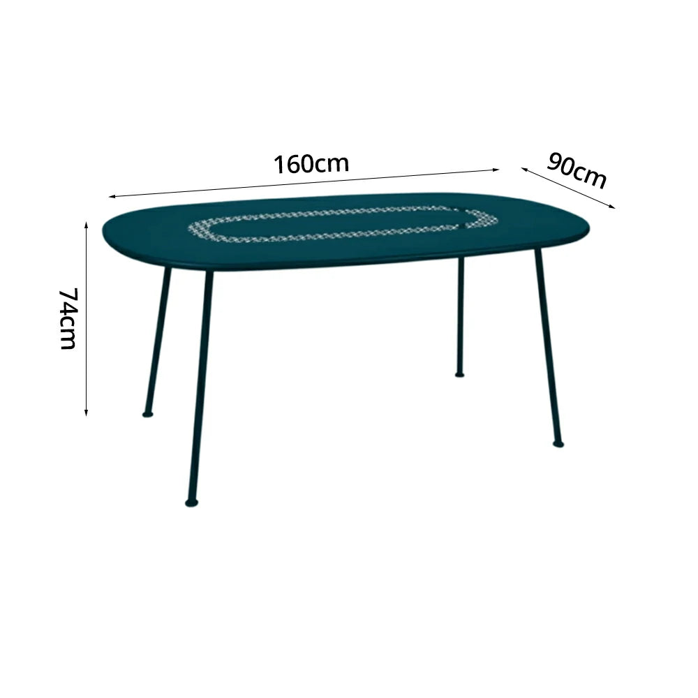 SOLARA Outdoor Table Weather-Resistant Rust-Resistant Metal Frame Easy-Clean Design with Rounded Safety Edges - Blue