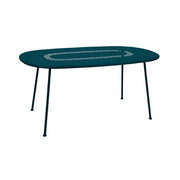 SOLARA Outdoor Table Weather-Resistant Rust-Resistant Metal Frame Easy-Clean Design with Rounded Safety Edges - Blue