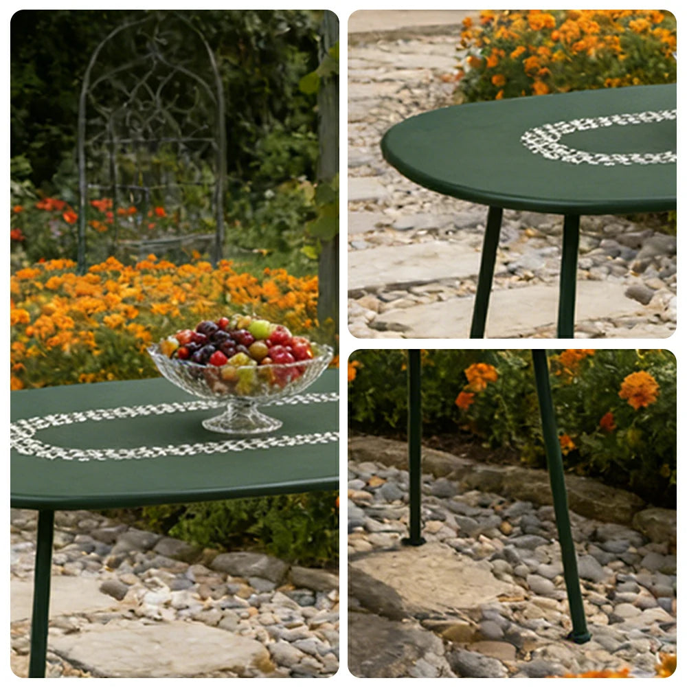 SOLARA Outdoor Table Weather-Resistant Rust-Resistant Metal Frame Easy-Clean Design with Rounded Safety Edges - Green