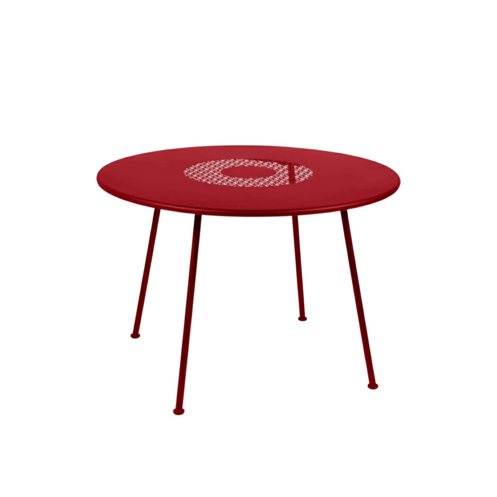 SOLARA Outdoor Round Table Weather-Resistant Rust-Resistant Metal Frame Easy-Clean Design with Rounded Safety Edges - Red