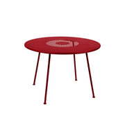 SOLARA Outdoor Round Table Weather-Resistant Rust-Resistant Metal Frame Easy-Clean Design with Rounded Safety Edges - Red