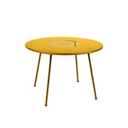SOLARA Outdoor Round Table Weather-Resistant Rust-Resistant Metal Frame Easy-Clean Design with Rounded Safety Edges - Yellow
