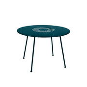 SOLARA Outdoor Round Table Weather-Resistant Rust-Resistant Metal Frame Easy-Clean Design with Rounded Safety Edges - Blue