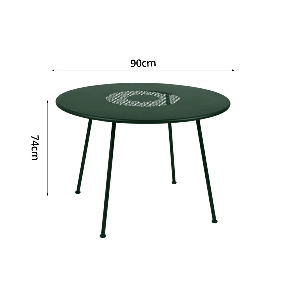 SOLARA Outdoor Round Table Weather-Resistant Rust-Resistant Metal Frame Easy-Clean Design with Rounded Safety Edges - Green