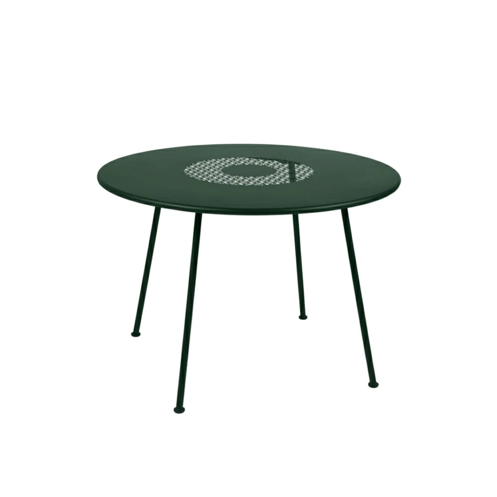 SOLARA Outdoor Round Table Weather-Resistant Rust-Resistant Metal Frame Easy-Clean Design with Rounded Safety Edges - Green