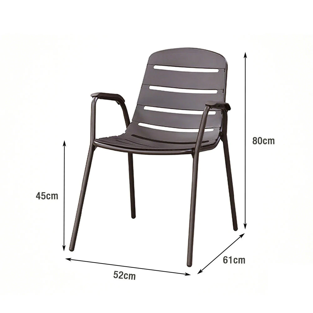 SOLARA Outdoor Table & Chair Set with Umbrella – Square Tempered Glass Table, Breathable Teslin Chairs, Sturdy Steel Frame - Walnut