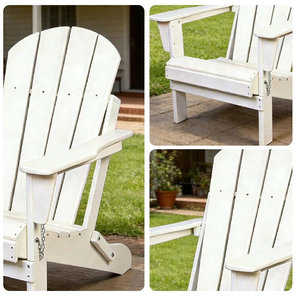 SOLARA Chair - Folding Outdoor Lounge Chair, Weather-Resistant HDPE Material, Classic Patio Garden Seating - White