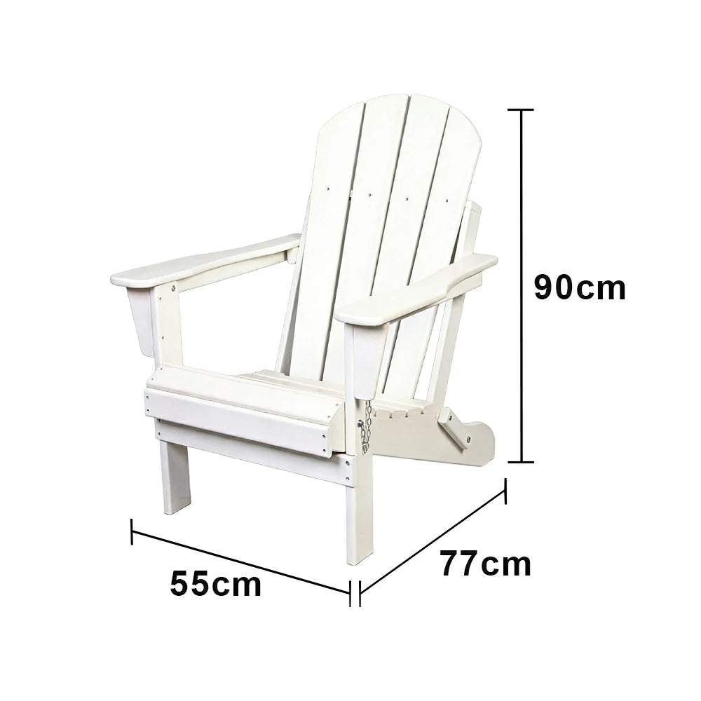 SOLARA Chair - Folding Outdoor Lounge Chair, Weather-Resistant HDPE Material, Classic Patio Garden Seating - White
